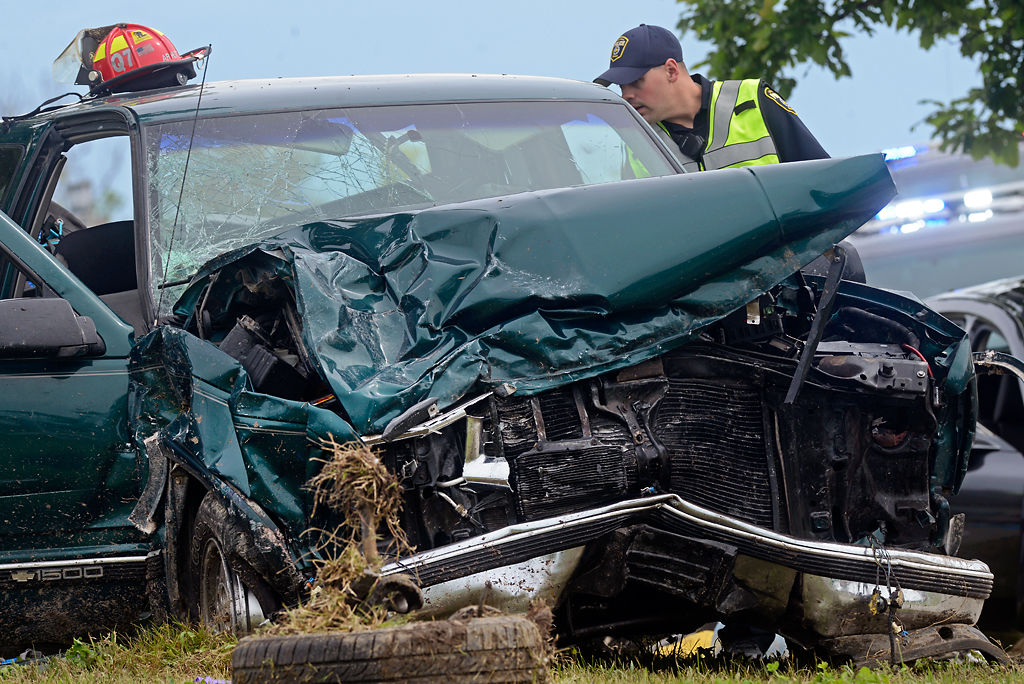 Truck is demolished in police chase