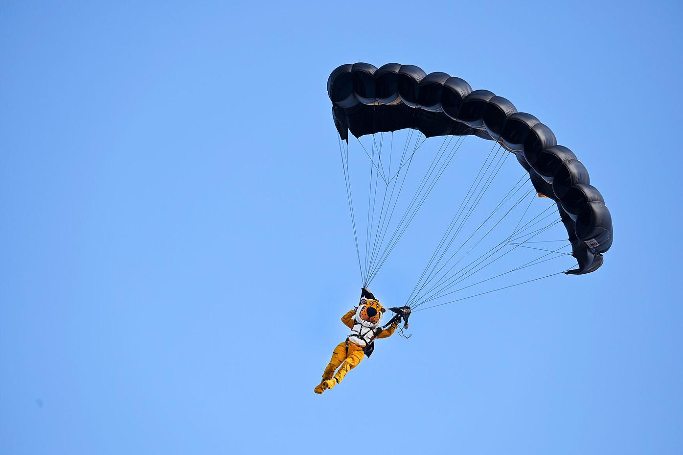 Truman parachutes onto Faurot Field