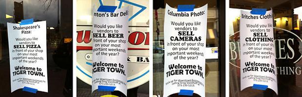 Anonymous Anti Tiger Town Posters Found On Downtown Storefront