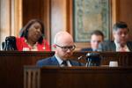 Missouri Sen. Travis Fitzwater, R-Holts Summit, listens to testimony during a