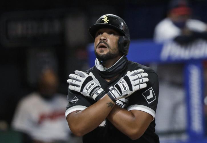 The Chicago White Sox' Jose Abreu hits a solo home run in the