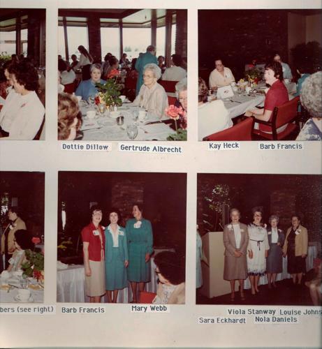 A scrapbook of photos from a 1980 winter dinner of the MU Fortnightly Club.