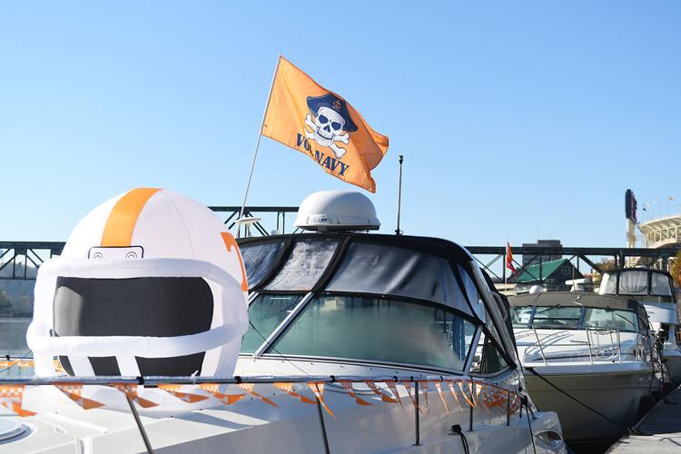 The Mersman's boat is decorated for the game