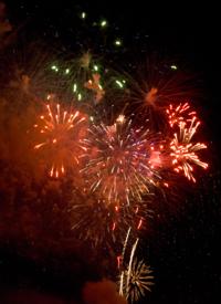 Fireworks are shot off from American Legion Park