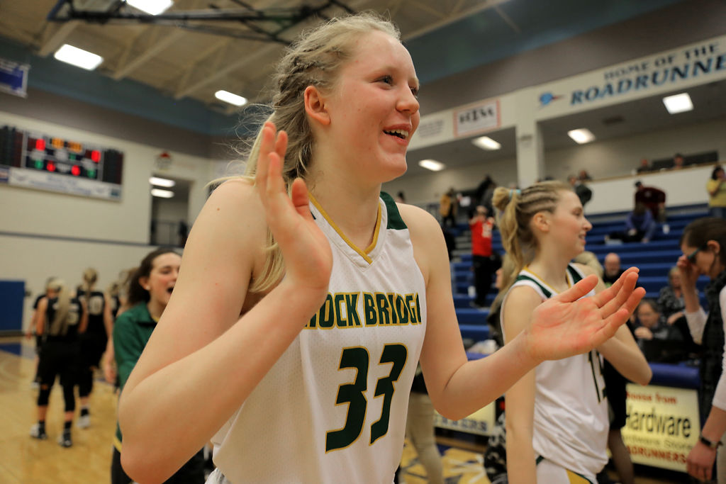 After defeating Lebanon Kyrah Brodie celebrates with her