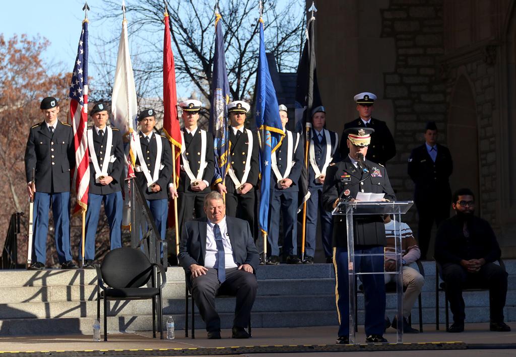 The Army Color Guard participates in Army Day events before a