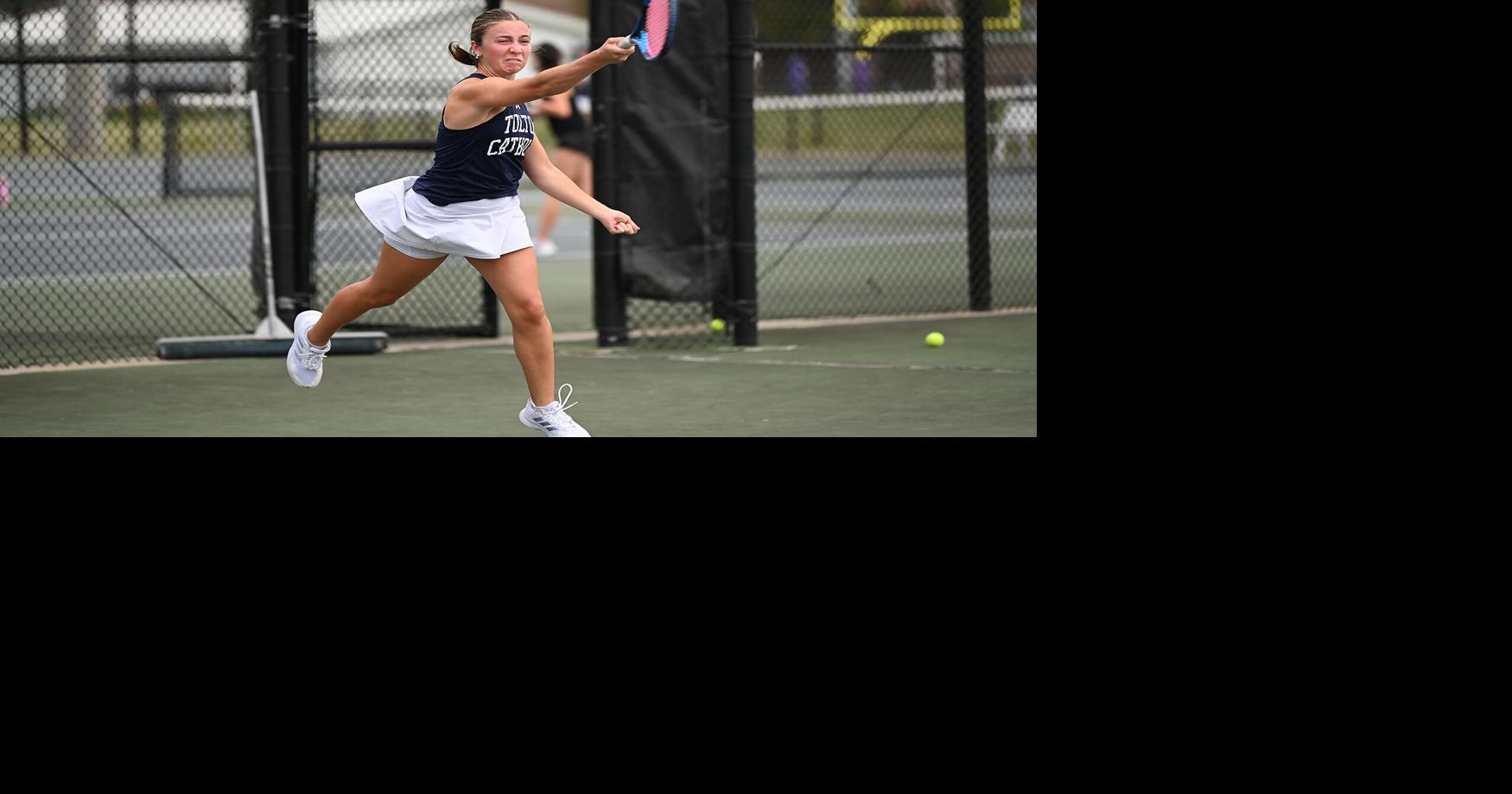 Father Tolton senior Addison Odle serves the ball