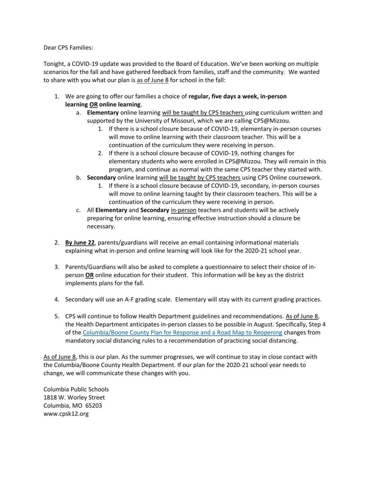 School Board Hears Calls For Parent Advisory Councils Fall Reopening Update Covid 19 Columbiamissourian Com