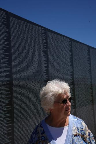 Visitor looks at Missouri's Veterans Memorial