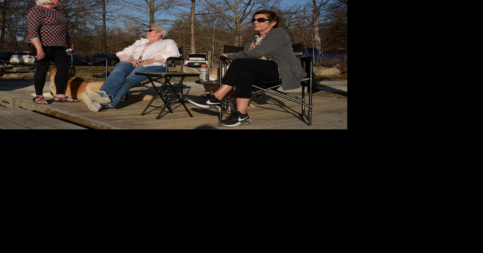 Darcy Dickerson, Carolyn Lewis, and Dawn Culbertson bask in the warm