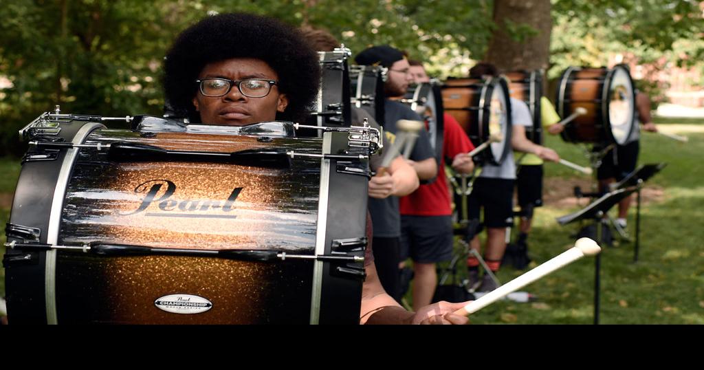 PHOTO GALLERY Mizzou Drumline and Marching Mizzou Color Guard close