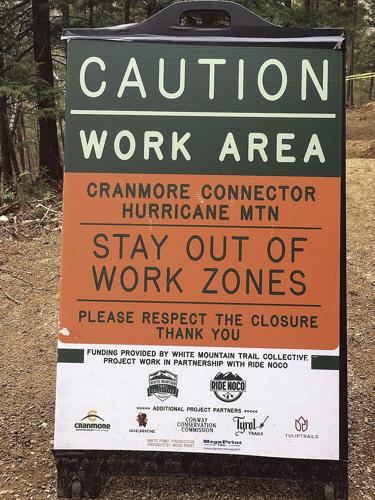 Wheel Family Fun - Lower Flank Trail from Cranmore construction sign
