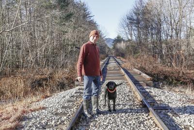 11-20-24 Garland by Tracks with dog