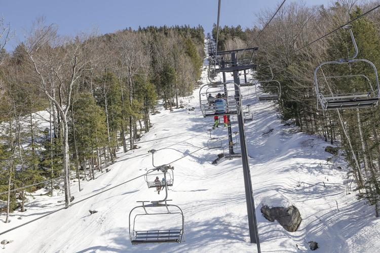 04-02-23 Attitash Triple view lifts crossing