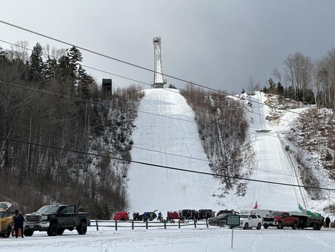 The view of the ski jumps at Nansen and the people who gathered on Jan. 26