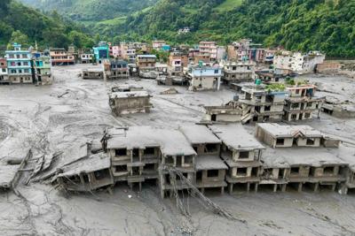 A massive rockfall in the Himalayas led to a surge of flood water than swept through villages, killing hundreds of people, on Aug. 26, 2026.