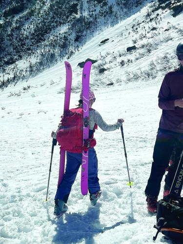 Hiking - woman heads to Left Gully