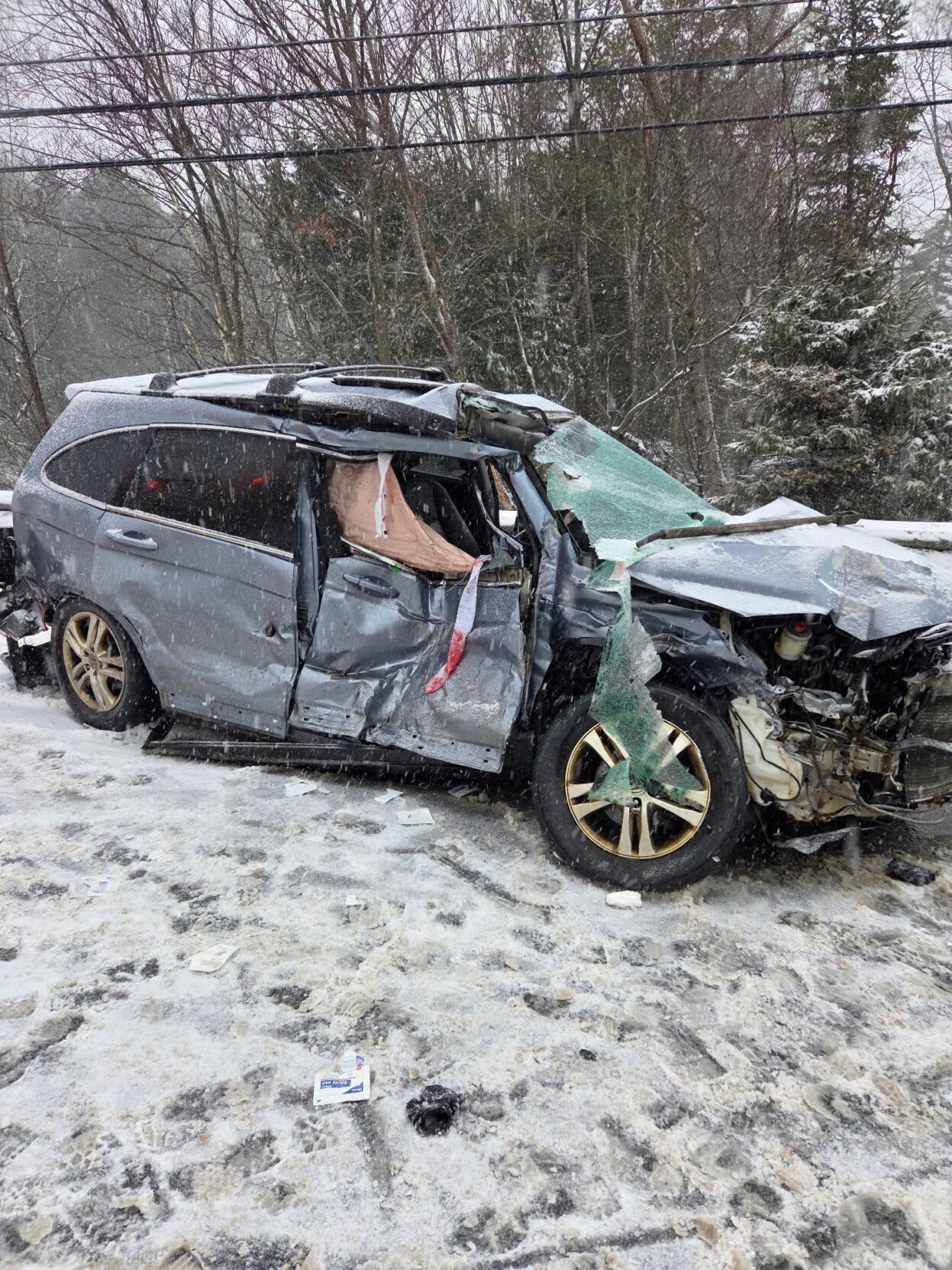 The driver of the SUV was aided by first responders