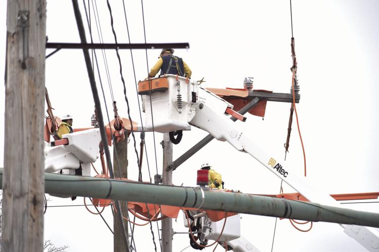 Utility line workers