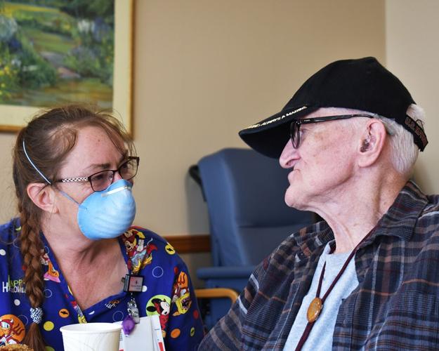 Tina Chute, LNA, and Merriman House Resident Warren Nickerson