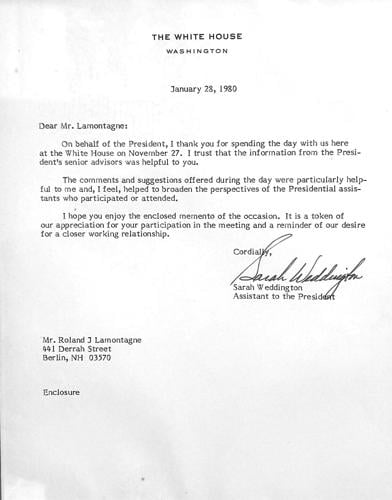 Letter to Roland Lamontagne from the White House