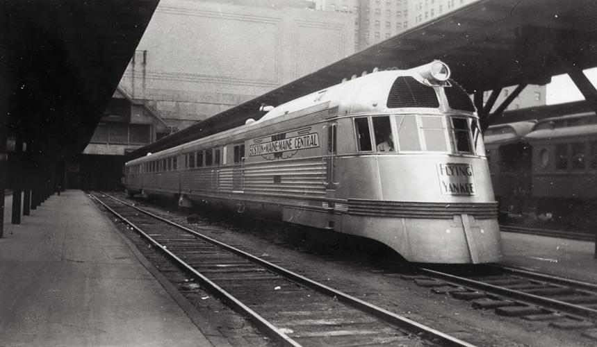 Flying Yankee in Boston black and white