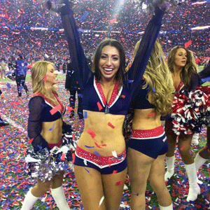 New England Patriots cheerleaders celebrate, during the second