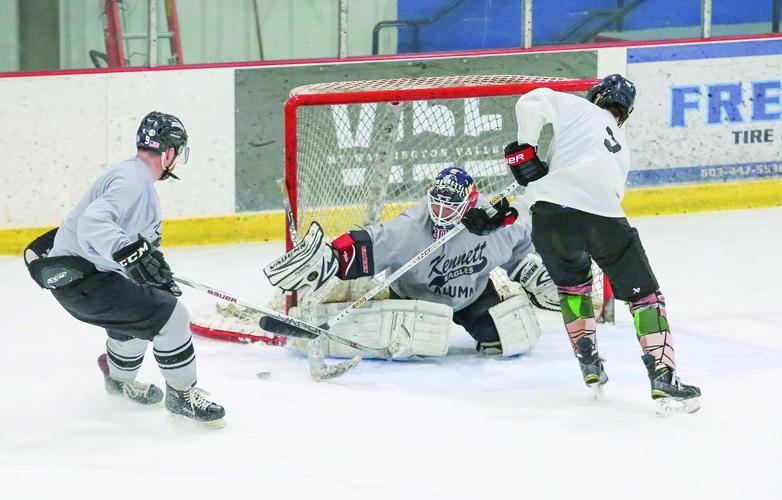 11-29-25 Kennett Hockey Alum deflecting shot