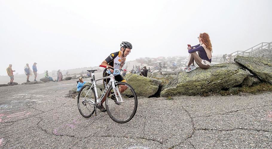 Bike Hillclimb - Kevin Tilton running up mountain