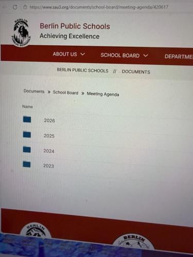 A screenshot of the SAU 3 school board folders