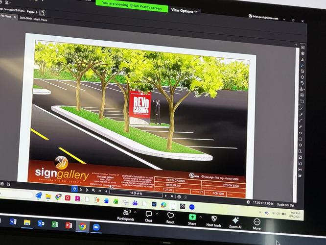 An illustration of the sign and landscaping at a proposed Revo Casino and Social House in Berlin