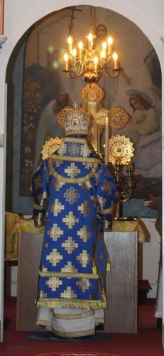 Bishop Benedict Churchill of the Orthodox Church of America at the altar