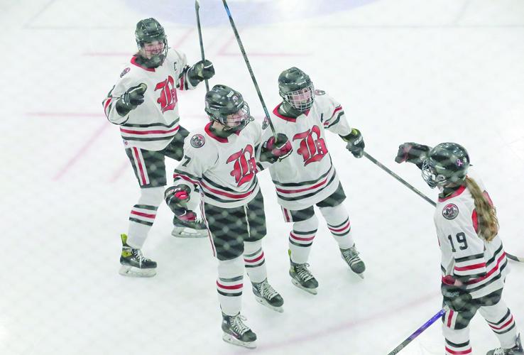02-18-26 BGK Girls Hockey falardeau goal hugs 1