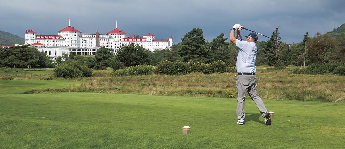 Golf Column - Mount Washington - Kim O'Neil teeing off