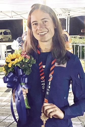 Corey Dowe with her medal