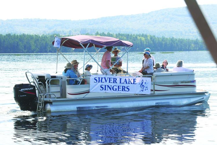 on silver lake - boat with sign