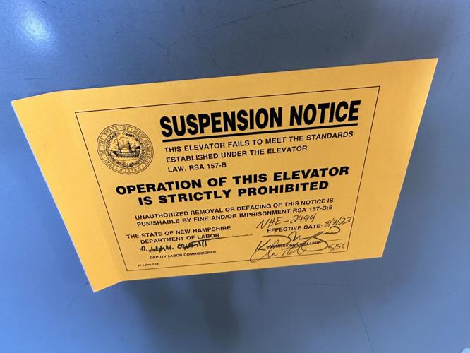 The suspension notice from state inspectors prohibiting stair lift operation