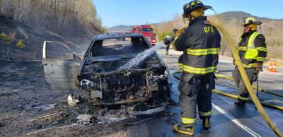 Gorham Fire prevents car fire from expanding into nearby woods