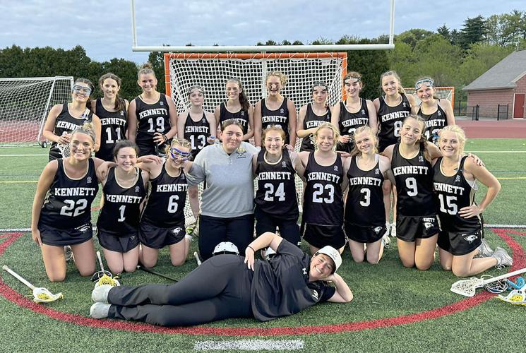 KHS Girls LAX - group celebrates win in Manchester