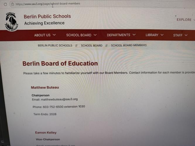 Berlin school district school board contacts