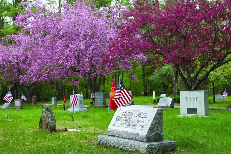 05-19-26 Flags Kearsarge Cemetery angled tighter