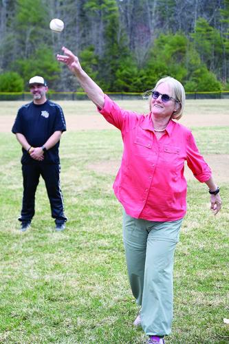 KHS Baseball - Opening Day - Linda Burns first pitch 2
