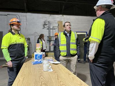 (From left) Mitchell Thayer (left) U.S. Rep. Chris Pappas (D-NH) and Scott Hubley