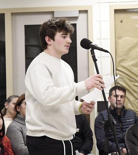 Conway School Board - hockey - Sawyer Hussey speaking