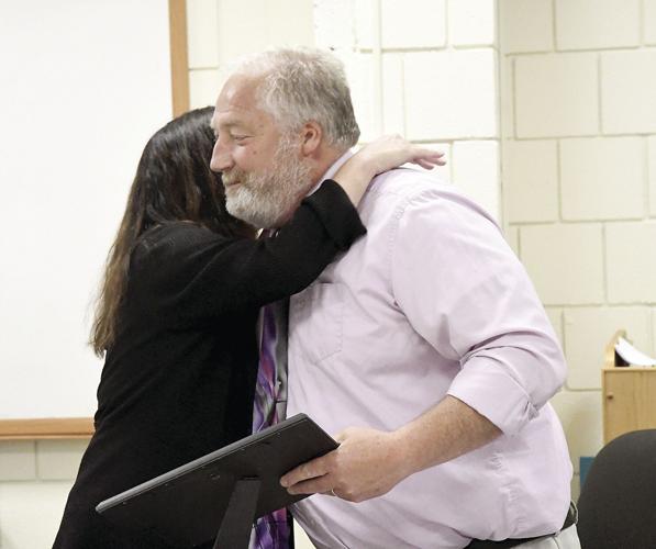 SAU 9 Board - Kevin Richard retirement plaque - Kevin and Nancy Kelemen 2