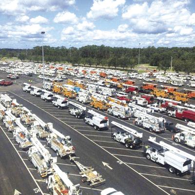 Power trucks responding to Hurricane Irma