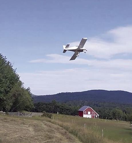 Plane leaves Brownfield hay field