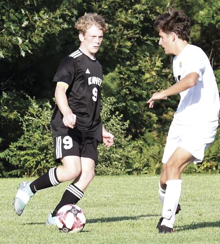 KHS boys soccer - Ethan Clay-Storm dribbling