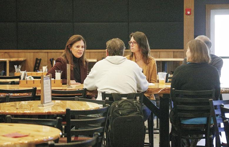 10-15-24 Ayotte at Tuckerman talking at table