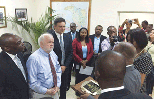 Geiger honored in Haiti for humanitarian work